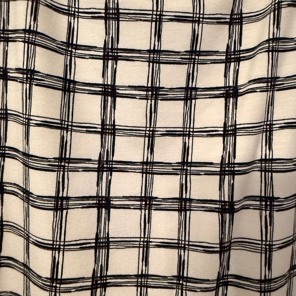Chicos Size 3 Black & Cream Grid Pattern Square-Neck Lined Shirt, 3/4 Sleeve NWT - Picture 12 of 15